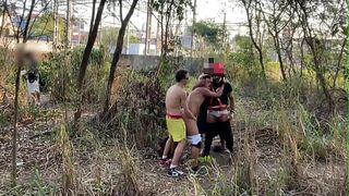 THE TRAIN ENGINEER EATS MY BUTT IN THE WOODS WITH SEVERAL MALES WATCHING