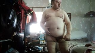 GIRDLED GAY HUSBAND - completely naked wiener spunk