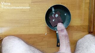 Quick, loud jerk-off in the kitchen! Fine chocolate and fat milk for the breakfast of champions!