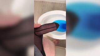 BWC pissing and playing through his penis stocking