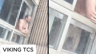 I go out on the balcony with my giant uncut soft meat hanging... I'm sure someone is watching me...