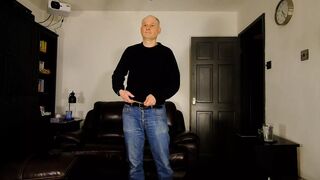 Husband strips naked to show you his nude body and small flaccid shaved uncut prick as he performers for a online camera audience