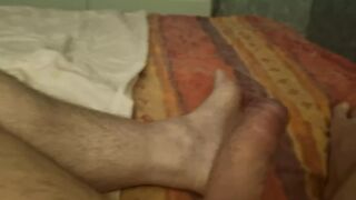 Dad lies down and jerks his wang until he comes. He likes playing with his penis when I watch.