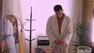 I pounded the cute masseur after the massage, I came nicely in his booty